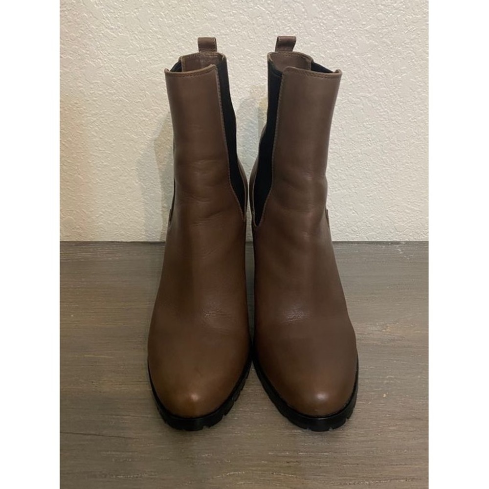 Coach Tan Brown Leather Chelsea Block Heel Ankle Boots Lug Sole Womens 8.5 B - Picture 3 of 10
